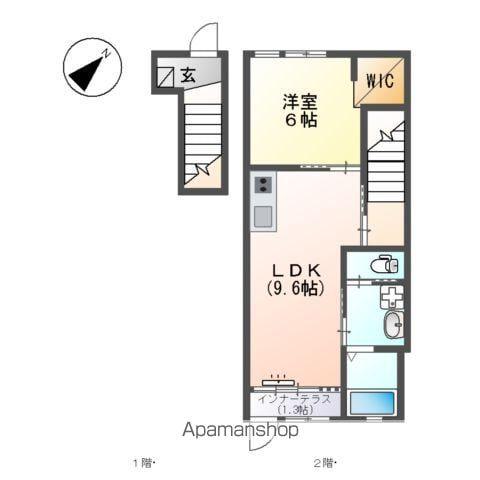 JIN2ND(1LDK/2階)の間取り写真