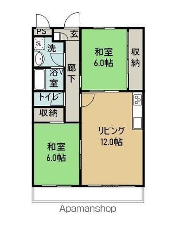 コーポふき島(2LDK/2階)の間取り写真