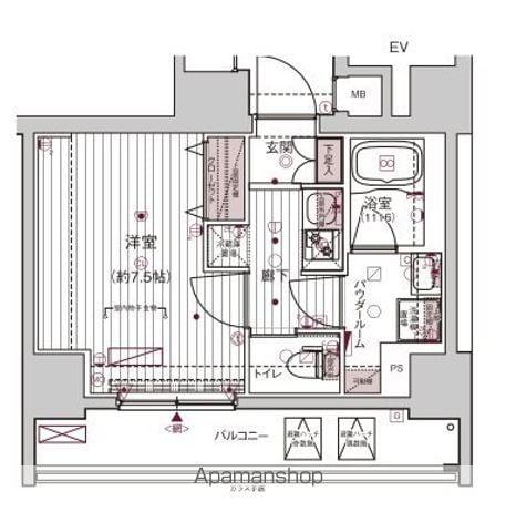 メインステージ浅草入谷Ⅰ(1K/15階)の間取り写真