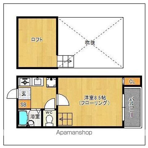 カレッジビラⅡ(1K/2階)の間取り写真