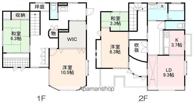 高松琴平電鉄長尾線 元山駅(高松) 徒歩41分 2階建 築20年(3LDK)の間取り写真