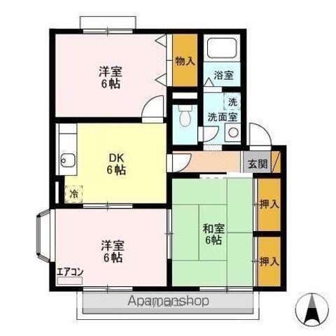 ヴィラモデルナD(3DK/1階)の間取り写真