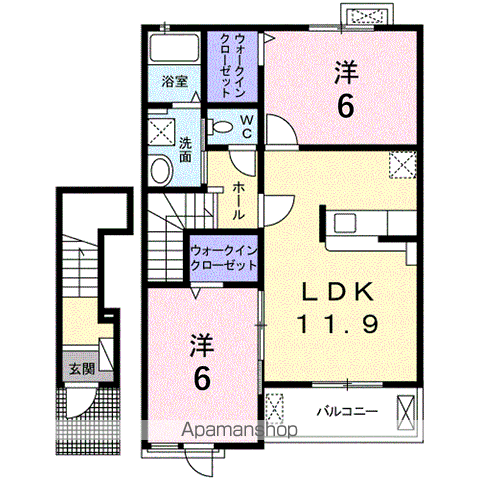 クレールⅣ C(2LDK/2階)の間取り写真