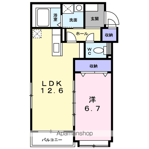 リッシュ リヴィエール(1LDK/4階)の間取り写真