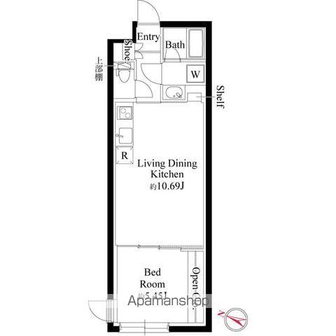 グランパセオ代々木上原(1LDK/B1階)の間取り写真