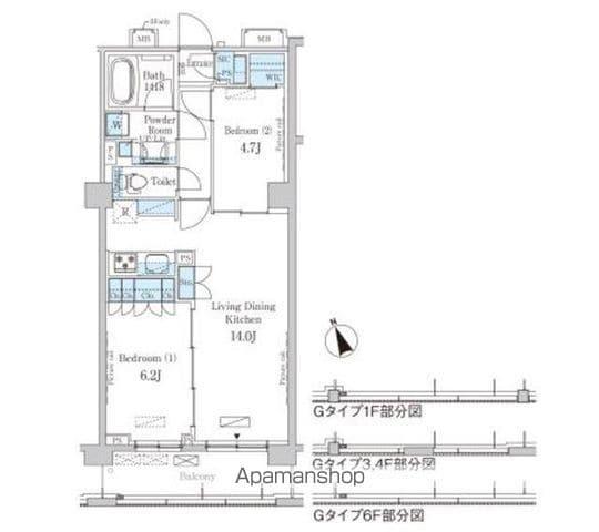 パークアクシス駒込HILLTOP(2LDK/3階)の間取り写真