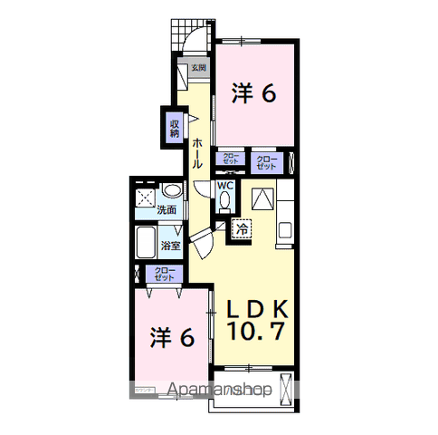 メゾンド・ラ・メール(2LDK/1階)の間取り写真