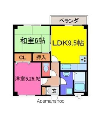 ハイツゆめさき(2LDK/3階)の間取り写真