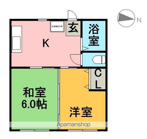 ハイツ向陽(2DK/1階)の間取り写真
