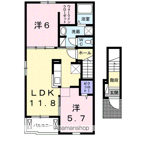 グレイシャス(2LDK/2階)の間取り写真