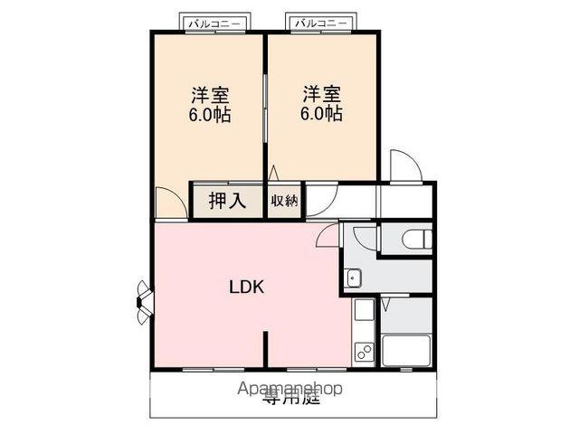 サンビレッジ木太(2LDK/1階)の間取り写真