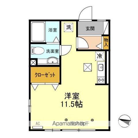 CREST西小針台(ワンルーム/1階)の間取り写真