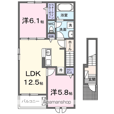 スカイヒルズⅡ(2LDK/2階)の間取り写真