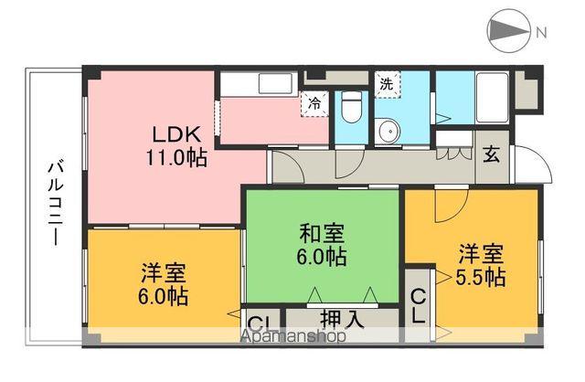 Yウエストツイチカ(3LDK/2階)の間取り写真