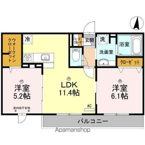 ロイジェントパークスレイクタウンⅢE(2LDK/2階)の間取り写真