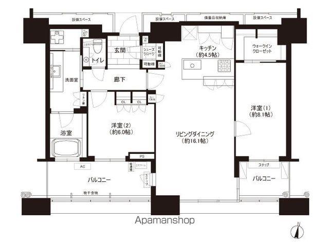 アイランドシティ オーシャン&フォレストタワーレジデンスウエスト(2LDK/43階)の間取り写真