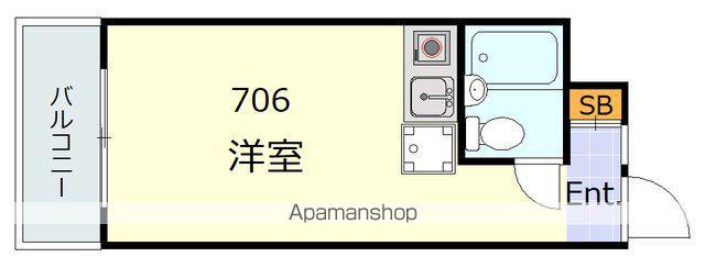 ライオンズマンション西新宿第7(ワンルーム/7階)の間取り写真