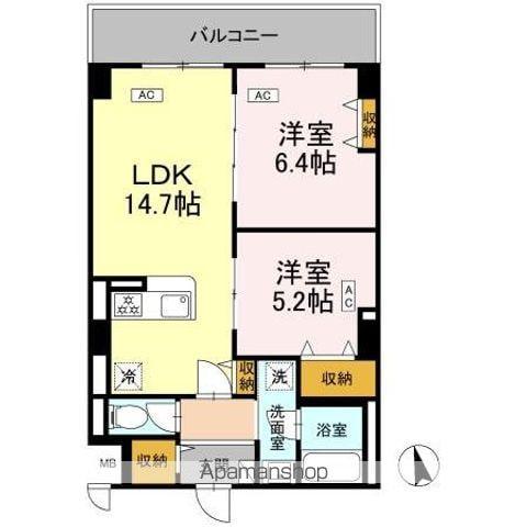 カスタリア西船橋II(2LDK/3階)の間取り写真