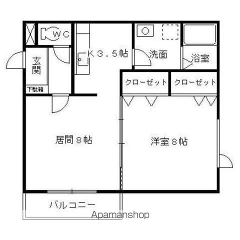 ラピュタルマン(1LDK/1階)の間取り写真