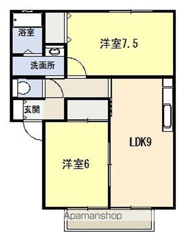 サンビレッジ大慶B(2DK/2階)の間取り写真