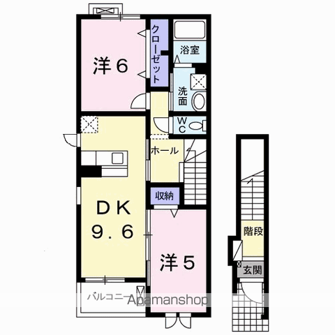 アルドーレ(2DK/2階)の間取り写真