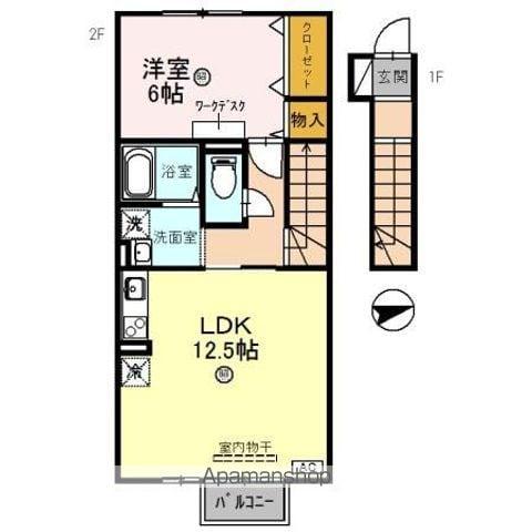 ガーデングレイス(1LDK/2階)の間取り写真