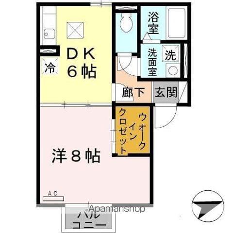 コーポラス鞍作(1DK/2階)の間取り写真