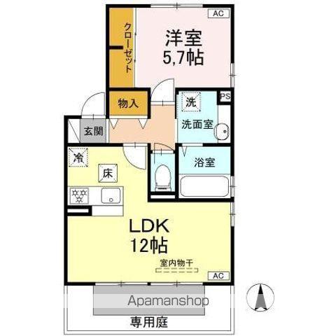 ウィット トキワ(1LDK/1階)の間取り写真