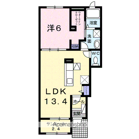 メゾンドールKⅨ(1LDK/1階)の間取り写真