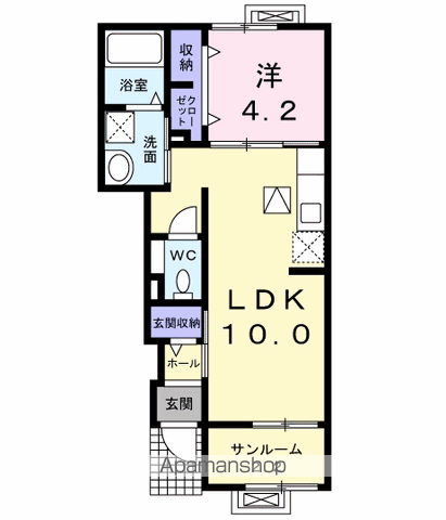 ルミアス前潟Ⅱ(1LDK/1階)の間取り写真