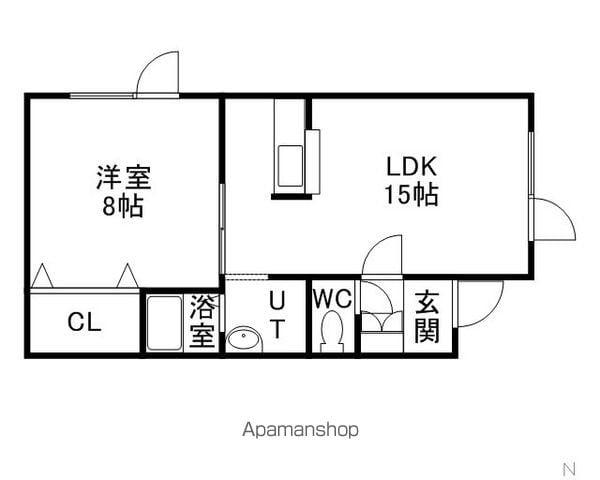ブラウンウッドⅡ(1LDK/1階)の間取り写真