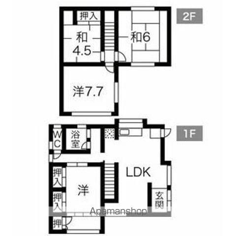 名鉄犬山線 中小田井駅 徒歩8分 2階建 築57年(4LDK)の間取り写真