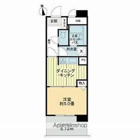 ライオンズマンション徳川(1DK/2階)の間取り写真