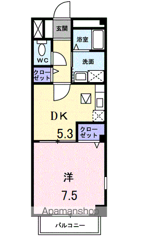 名鉄名古屋本線 名鉄岐阜駅 バス乗車時間：21分 則武小学校前停バス停で下車 徒歩2分 2階建 築22年(1K/1階)の間取り写真