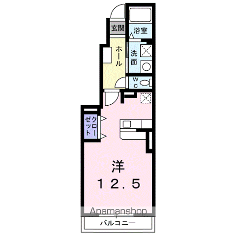 アイネパウゼⅡ(ワンルーム/1階)の間取り写真