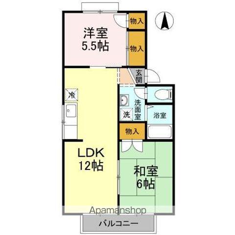 ルミエール22C棟(2LDK/2階)の間取り写真