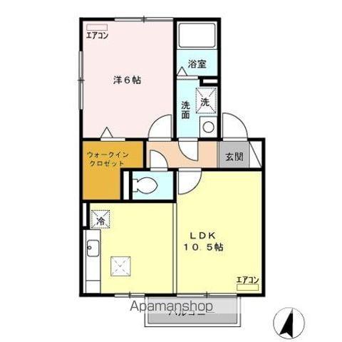 リヴェール上柴(1LDK/1階)の間取り写真