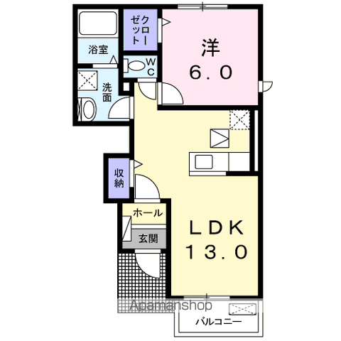 ソレアードカーサⅢ(1LDK/1階)の間取り写真