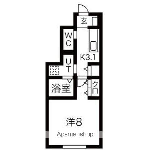 ワンリッチ金ヶ崎A(1K/1階)の間取り写真