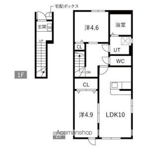 フロンティア(2LDK/2階)の間取り写真