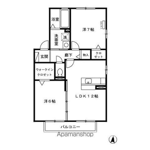 アステイオン花塚(2LDK/2階)の間取り写真