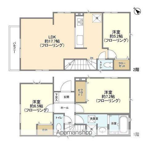 湘南新宿ライン宇須 戸塚駅 バス乗車時間：15分 上矢部バス停で下車 徒歩1分 2階建 築5年(3LDK)の間取り写真