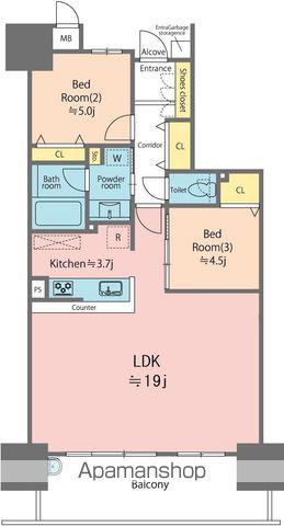 サーパス徳島中央レジデンス(2LDK/13階)の間取り写真