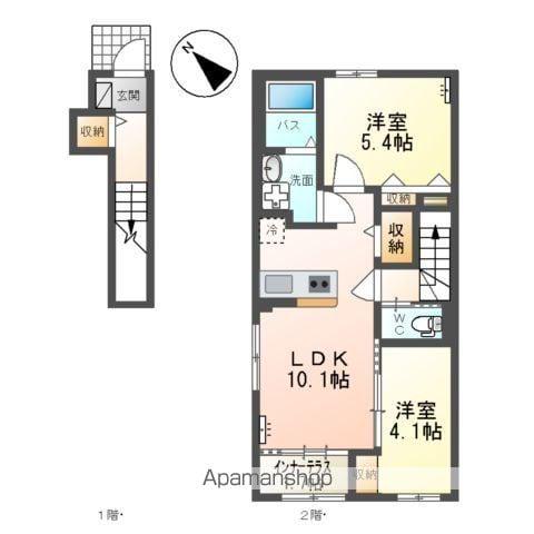 新潟市西区内野西2丁目アパート(2LDK/2階)の間取り写真