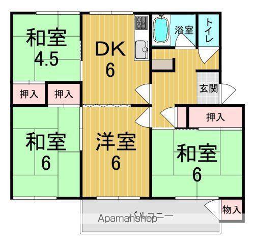 西大寺1号棟(4DK/4階)の間取り写真