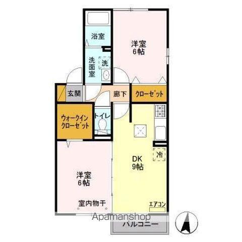 クレストパークD(2DK/1階)の間取り写真