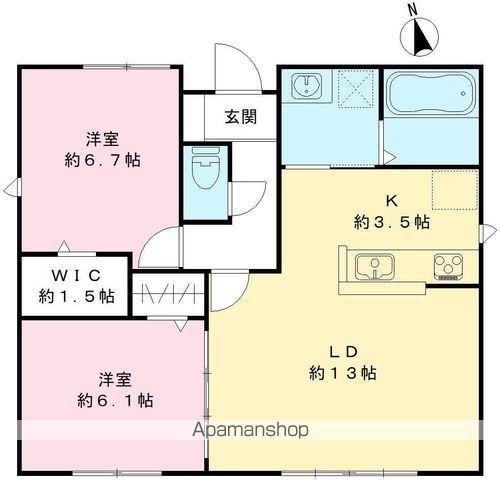 名鉄瀬戸線 尾張旭駅 徒歩12分 3階建 築1年(2LDK)の間取り写真