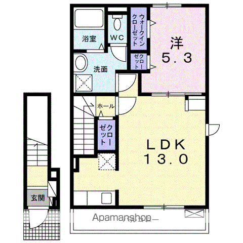 エル ソレアード(1LDK/2階)の間取り写真