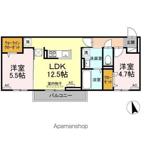 モンプリミエ ルラシオンⅢ(2LDK/1階)の間取り写真