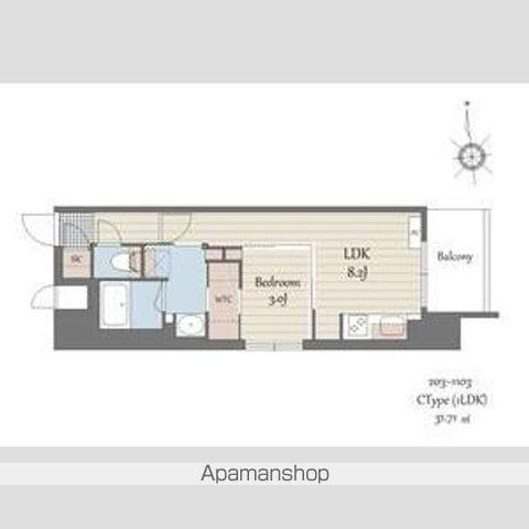 S-RESIDENCE天満橋AR(1LDK/2階)の間取り写真
